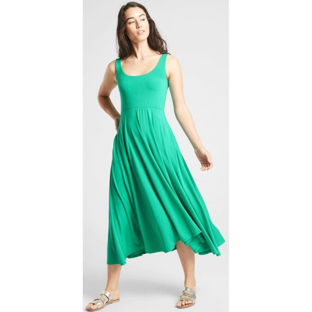 ATHLETA Costa Sleeveless Green Spring Midi Dress